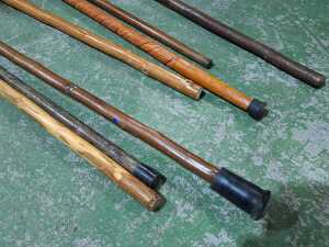 Seven antique timber walking sticks - 4