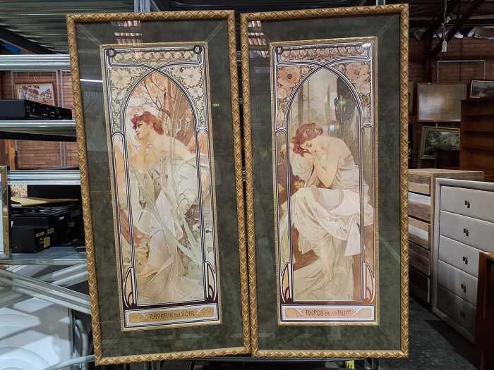 After Alphonse Mucha, two framed prints