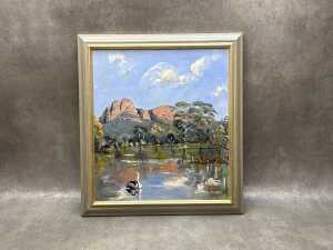 Grahame MacIntosh, Grampian Reflections. Acrylic painting on board
