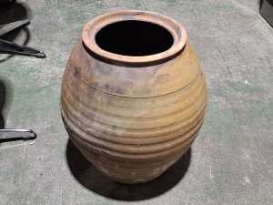 Two hand-made rustic terra cotta pots - 2