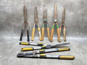 Group of garden hedge shears
