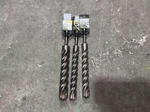 Three Kango concrete drill bits
