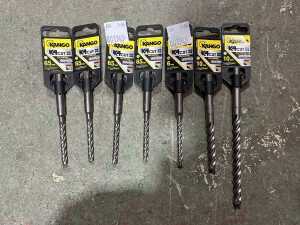 Seven Kango concrete drill bits