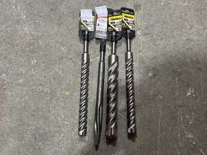 Three Kango concrete drill bits & one Diablo chisel.