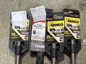 Three Kango concrete drill bits & one Diablo chisel. - 2