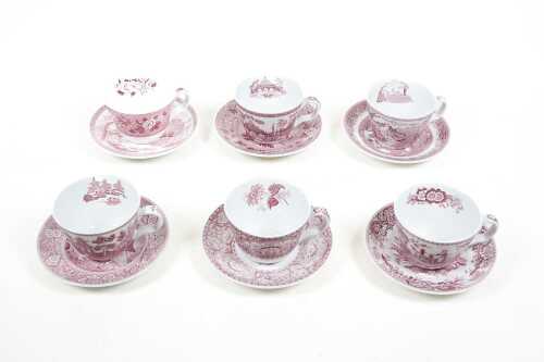 Six Spode Archive Collection Georgian Series porcelain duos