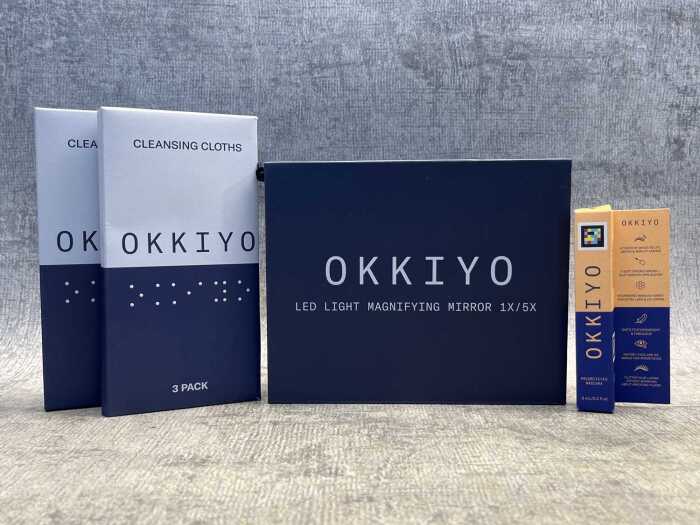 Group of Okkiyo beauty products