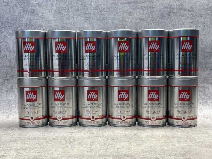 12 tins of Illy Classico coffee beans