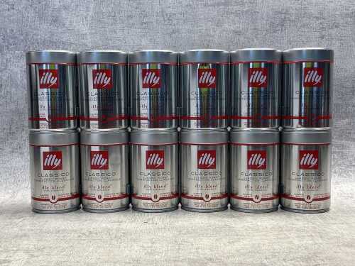 12 tins of Illy Classico coffee beans