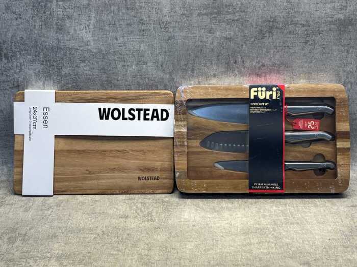 Wolstead chopping board & Furi knife set