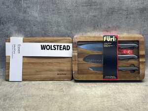Wolstead chopping board & Furi knife set