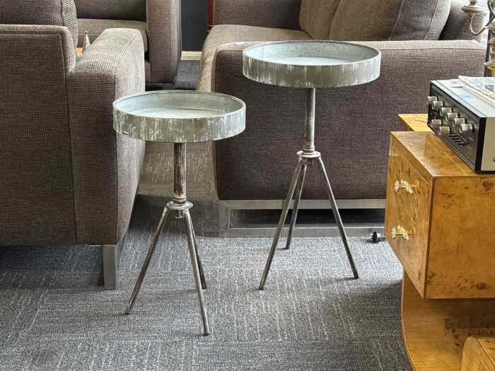 Pair of rustic metal side tables