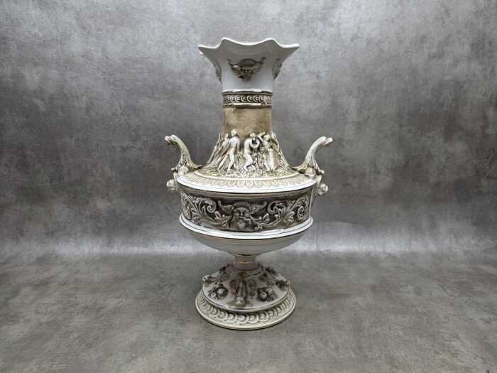 Capodimonte ceramic twin-handled vase