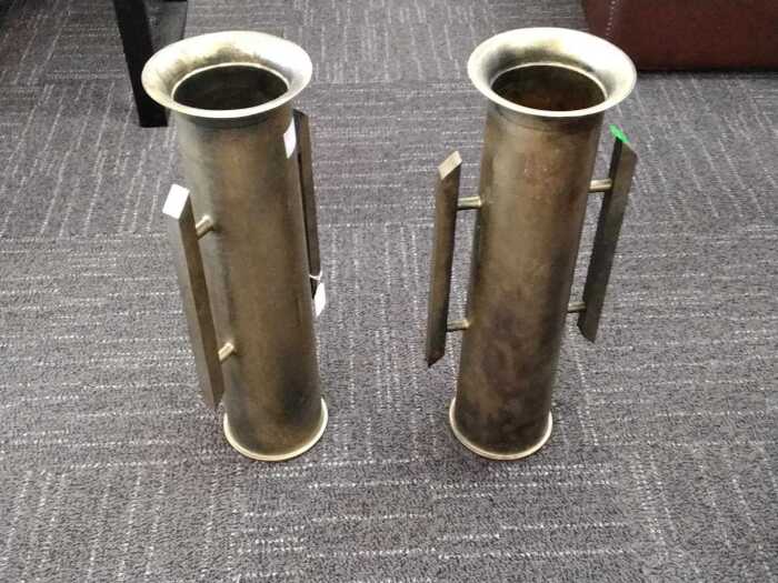 Pair of brass artillery shell casings