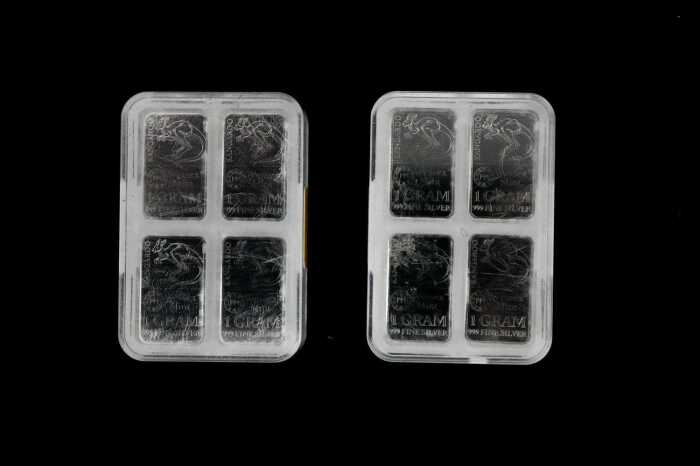 Two packets of 1g fine silver ingots, total 96g