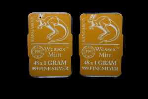 Two packets of 1g fine silver ingots, total 96g - 3
