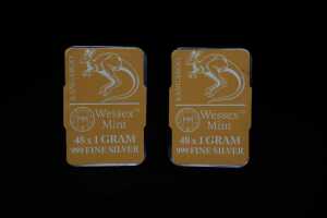 Two packets of 1g fine silver ingots, total 96g - 3