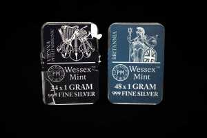 Two packets of silver 1g ingots total 72g - 4