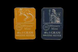 Two packets of 1g fine silver ingots, total 96g - 4