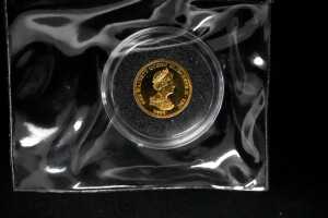 2008 Charles Darwin One crown gold proof coin, 1/4 oz - 2