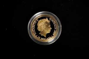 Kangaroo at sunset 2009 $25 gold proof coin, 1/5 oz - 2