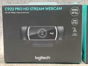 Two Logitech C922 Stream Webcams - 2