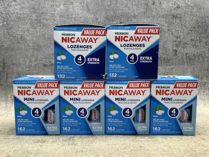 Six boxes of Nicaway lozenges