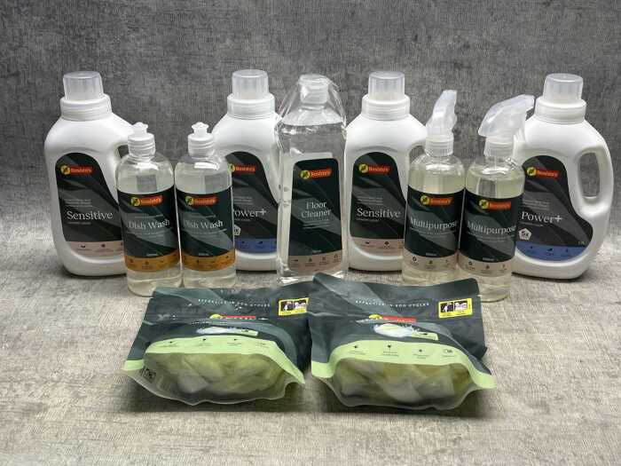 Group of Basisto's cleaning products