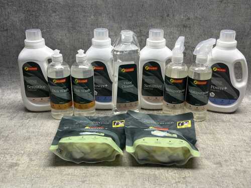 Group of Basisto's cleaning products