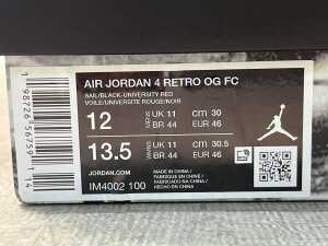 Nike Air Jordan 4 Retro OG FC size US 12 Men's - 5