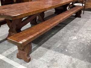 Solid pine table and matching bench seats - 3