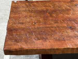 Solid pine table and matching bench seats - 5