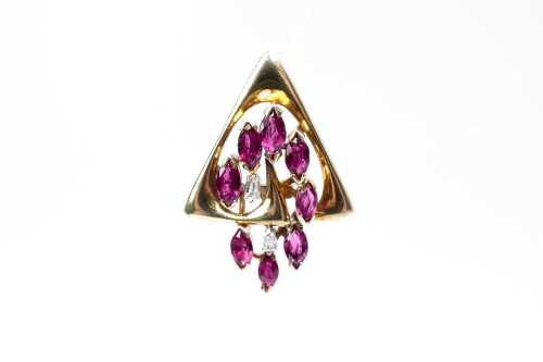 A ruby and diamond pendant 14 carat yellow gold