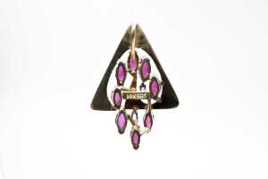 A ruby and diamond pendant 14 carat yellow gold - 3