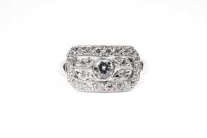 A diamond ring in 18 carat white gold