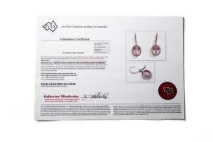 A pair of kunzite and diamond earrings in 14 carat white gold - 4