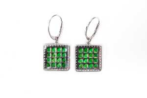 A pair of tsavorite garnet and diamond earrings in 18ct white gold - 3