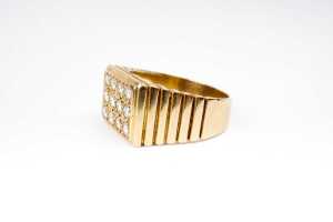 A diamond men's ring in 18 carat yellow gold - 3