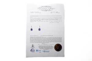 A pair of tanzanite and diamond earrings in 14 carat white gold - 4