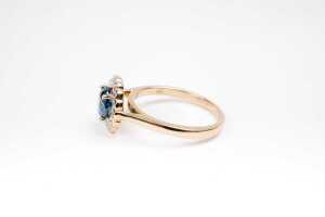 A treated blue and white diamond ring in 14 carat yellow gold - 3