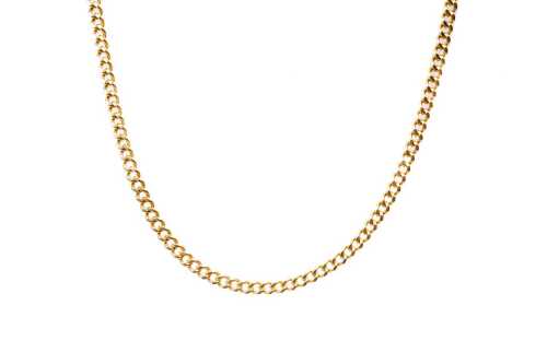 An Italian curb link necklace in 18 carat yellow gold