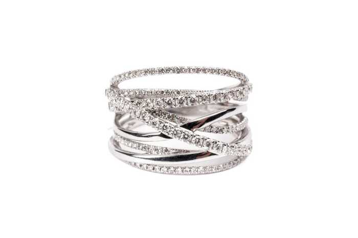 A diamond ring in 14 carat white gold