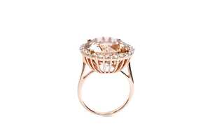 A morganite and diamond ring in 14 carat rose gold - 4