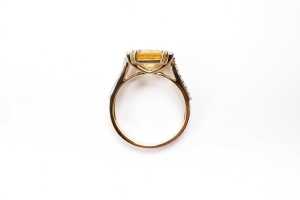 A heliodor and diamond ring in 14 carat yellow gold - 4