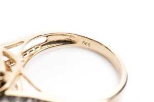 A heliodor and diamond ring in 14 carat yellow gold - 5