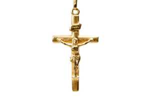 A crucifix in 18ct on a rope link necklace in 22ct yellow gold - 2