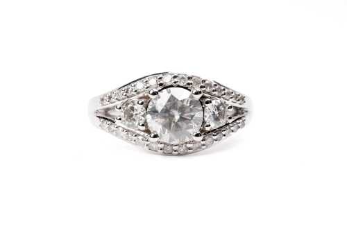 A diamond ring in 14 carat white gold