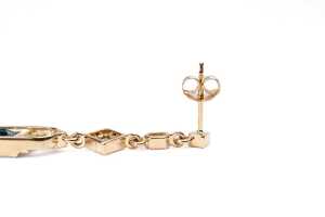 A pair of aquamarine and diamond earrings in 14 carat yellow gold - 4