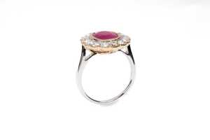 A ruby and diamond ring in 14 carat yellow and white gold - 3