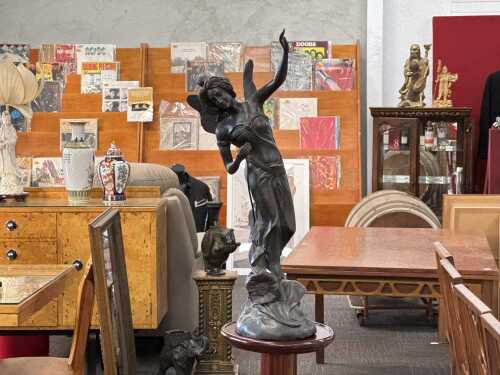 Agathon Leonard (after), Art Deco dancer, bronze female figure on marble base